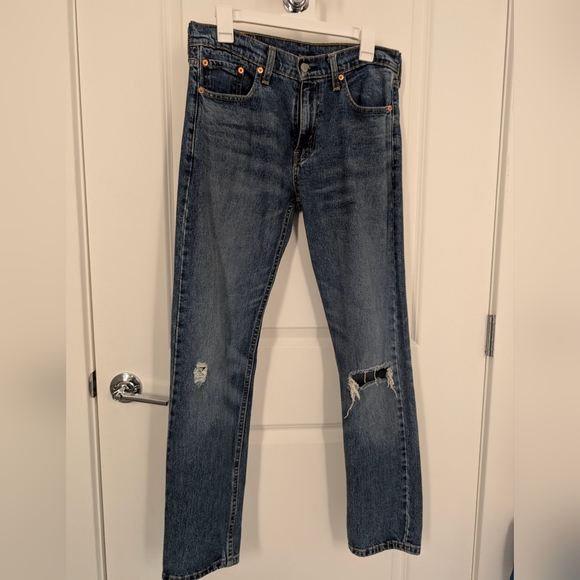 Men's Levi 502 Medium Wash Pre-Ripped Jeans - 30x32 - Picture 1 of 6